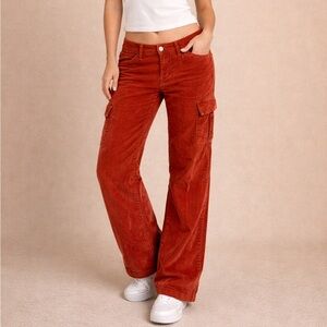 Tinseltown Women's Wide Leg Corduroy Rust Pants